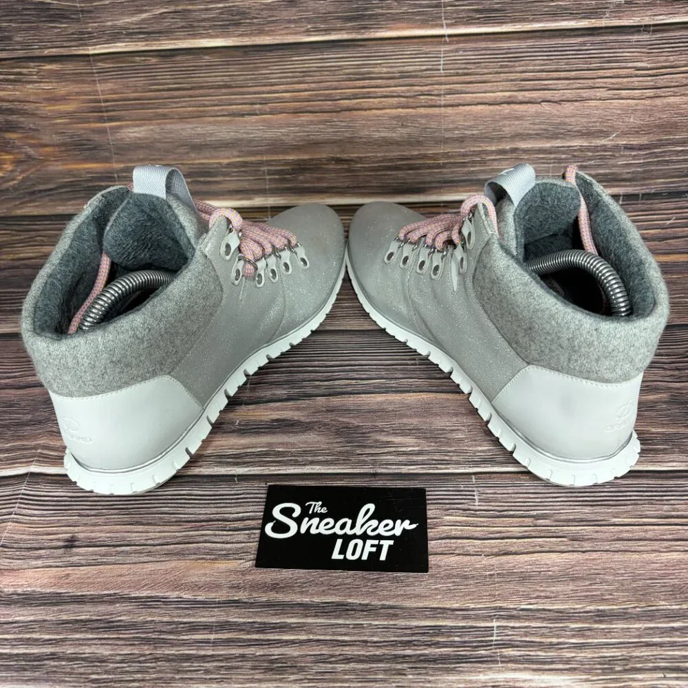 Cole Haan Zerogrand Waterproof Hiker Lace‎ Up Boots Silver Glitter Size 7.5